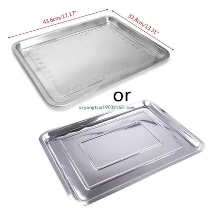Stainless Steel BBQ Food Tray for Grilled Fish, 5 Sizes