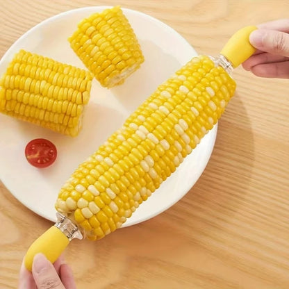Corn Holders, 2-Piece Rubber-Handled Stainless Steel Corn Cob Forks