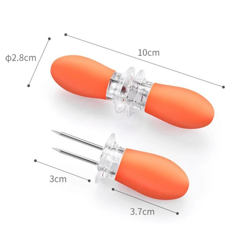 Corn Holders, 2-Piece Rubber-Handled Stainless Steel Corn Cob Forks