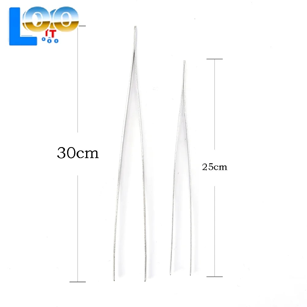 Stainless Steel BBQ Food Tongs, Long Tweezers, 25cm or 30cm, Silver
