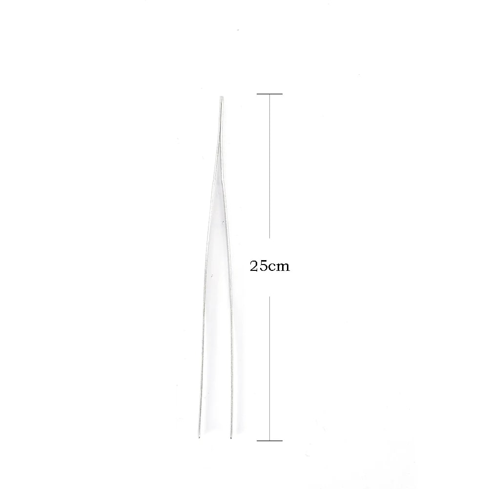 Stainless Steel BBQ Food Tongs, Long Tweezers, 25cm or 30cm, Silver