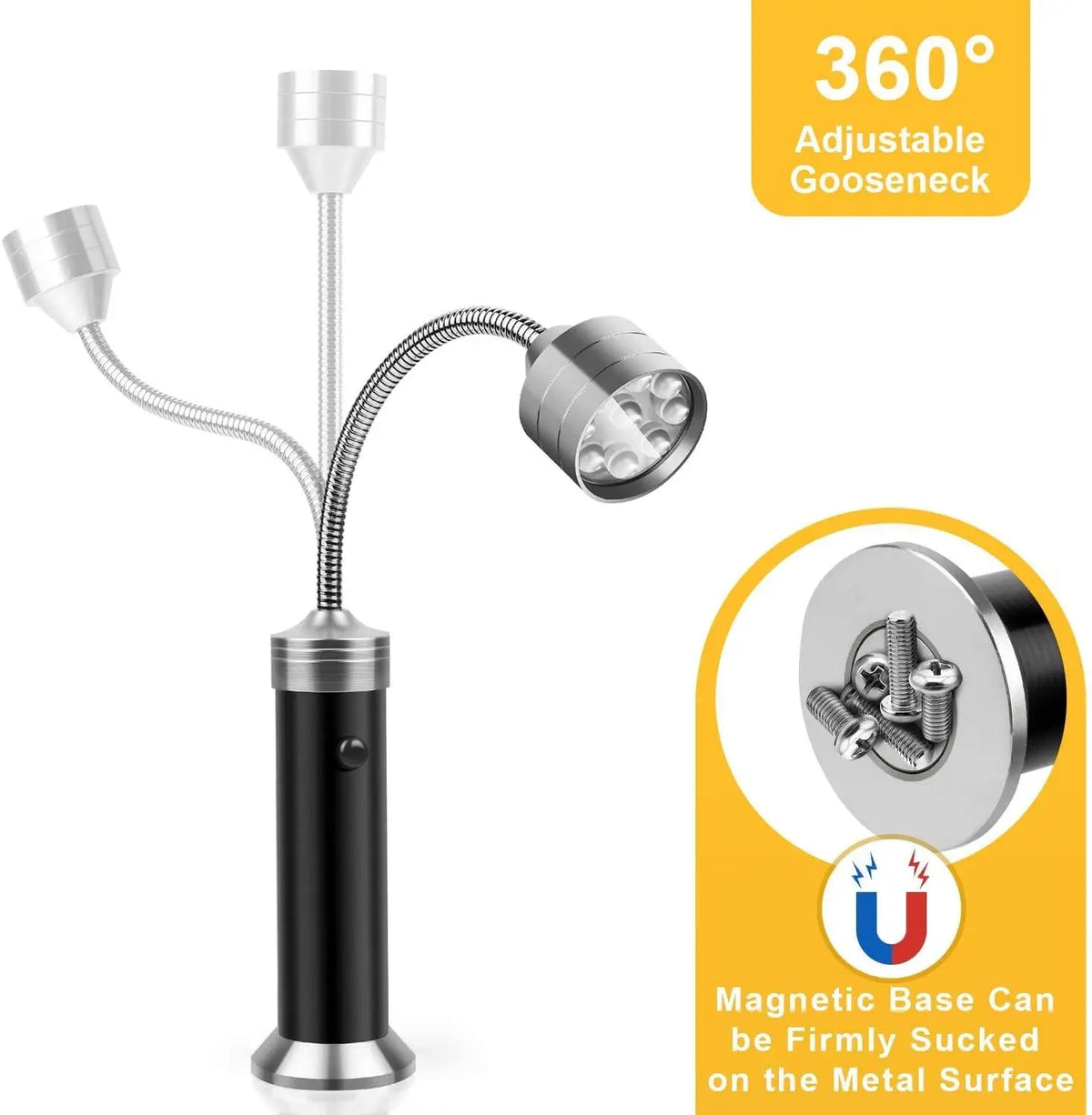 2-Pack LED BBQ Grill Lights with Magnetic Bases and Flexible Goosenecks