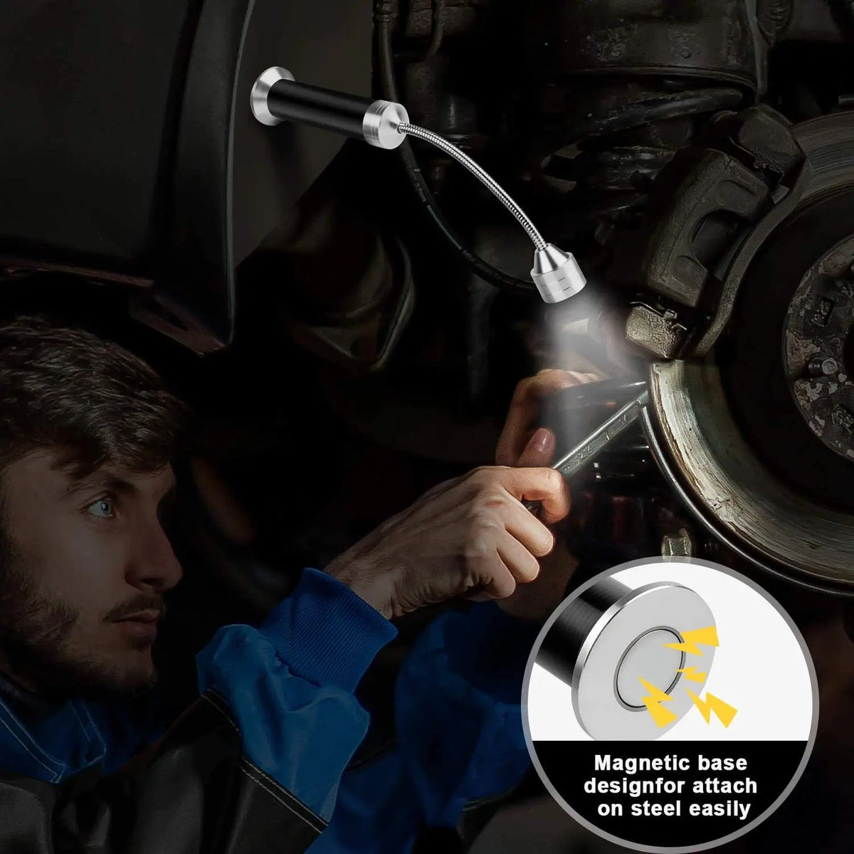 2-Pack LED BBQ Grill Lights with Magnetic Bases and Flexible Goosenecks