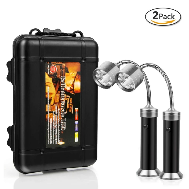 2-Pack LED BBQ Grill Lights with Magnetic Bases and Flexible Goosenecks