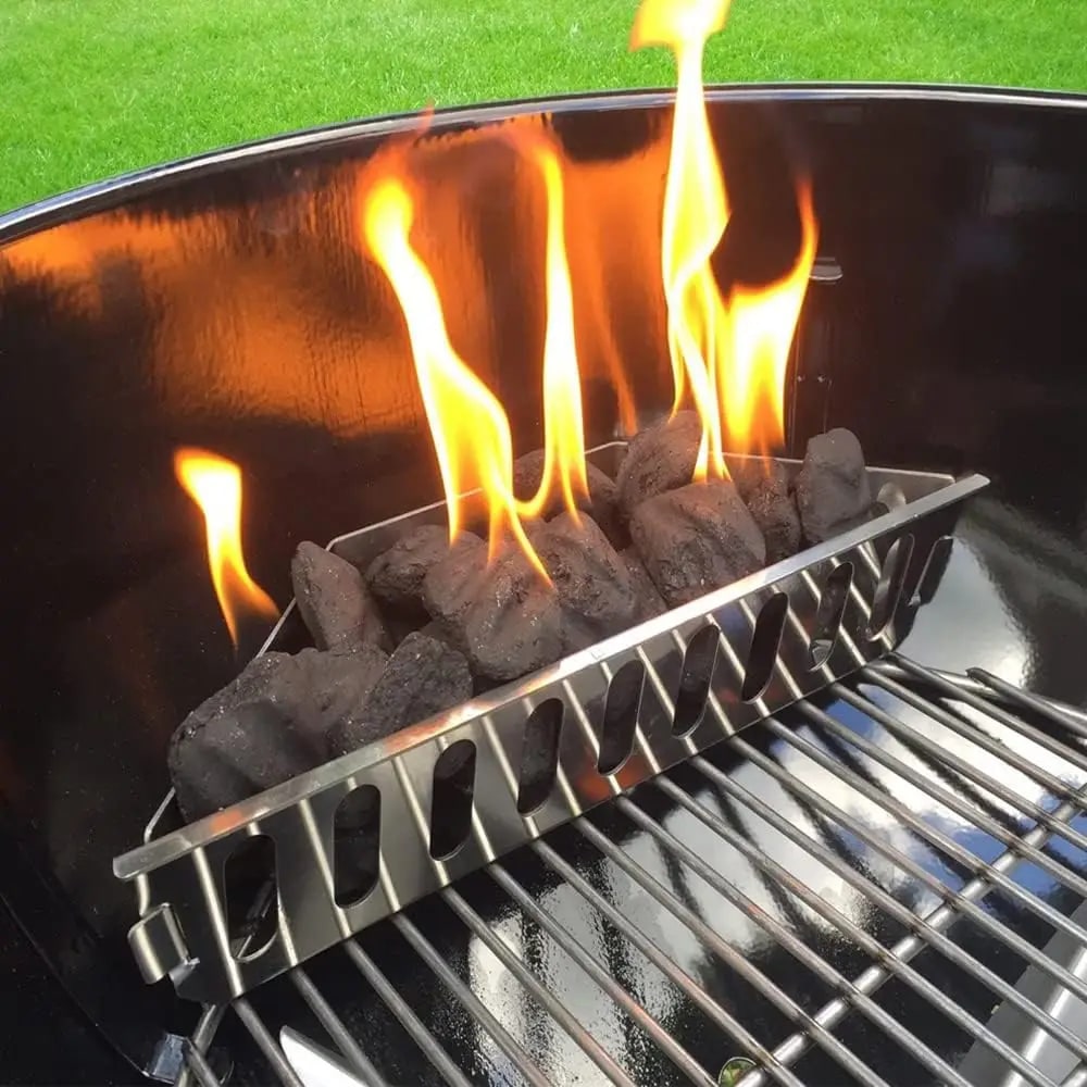 WOOJACK Stainless Steel Charcoal Basket, 38.5 x 11 x 7.5 cm BBQ Fuel Holder