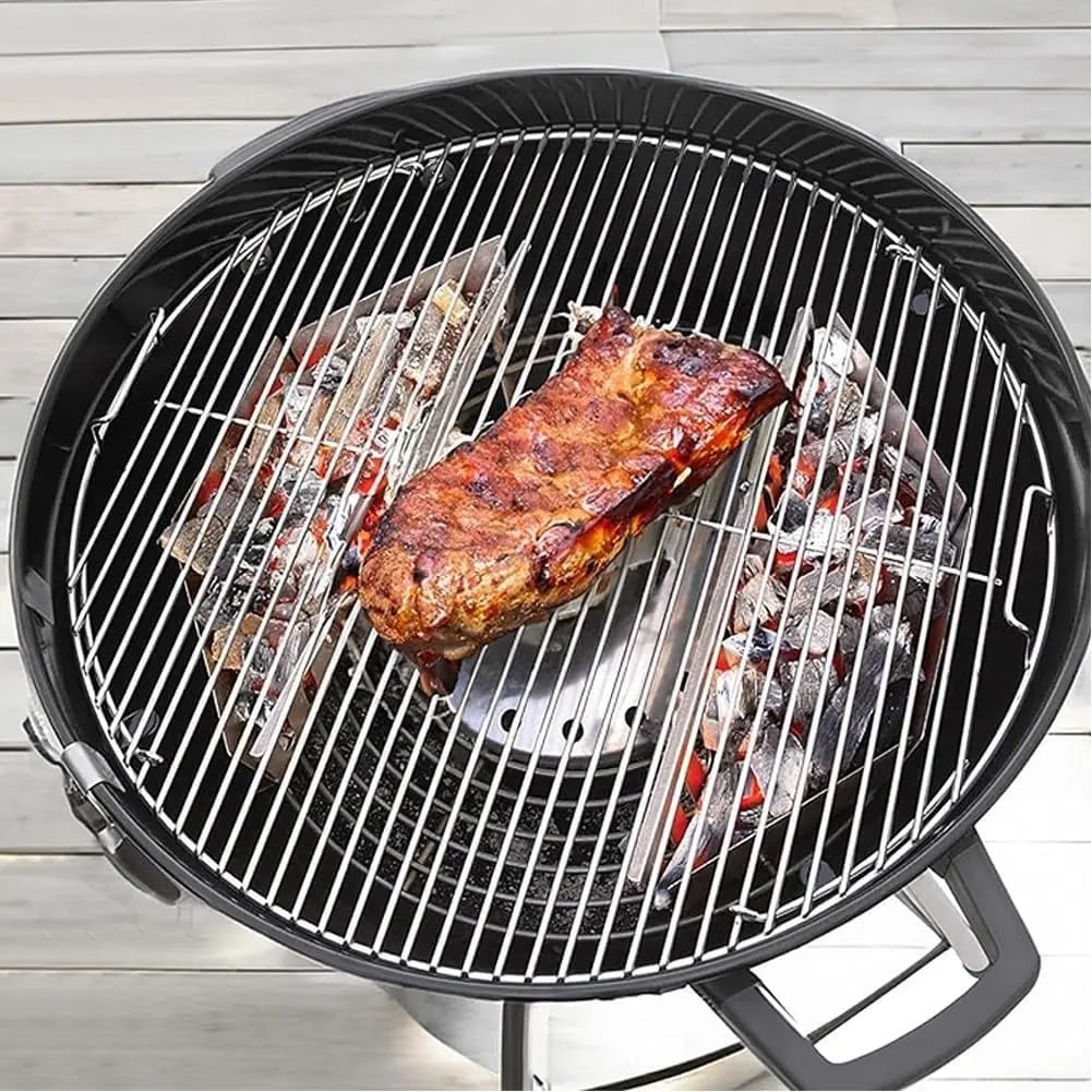 WOOJACK Stainless Steel Charcoal Basket, 38.5 x 11 x 7.5 cm BBQ Fuel Holder