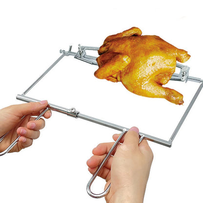 Oven Chicken Holder with Double Handles, Silver, 33 x 27.5cm