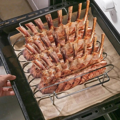 Extra-Long BBQ Rib Rack, Non-Stick, 31.3cm, Carbon Steel or Electroplated