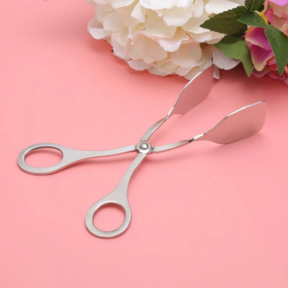 Metal Serving Tongs with Scissor Handles, 18.5cm BBQ Food Tongs
