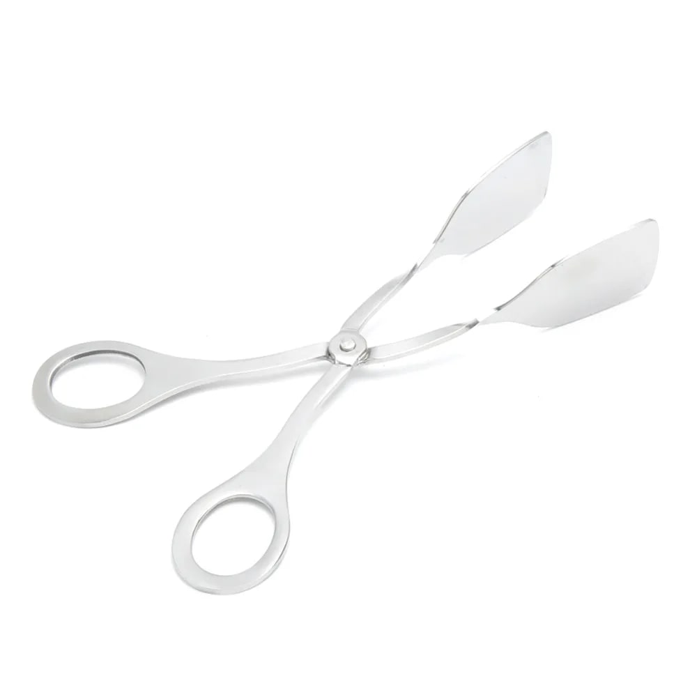 Metal Serving Tongs with Scissor Handles, 18.5cm BBQ Food Tongs