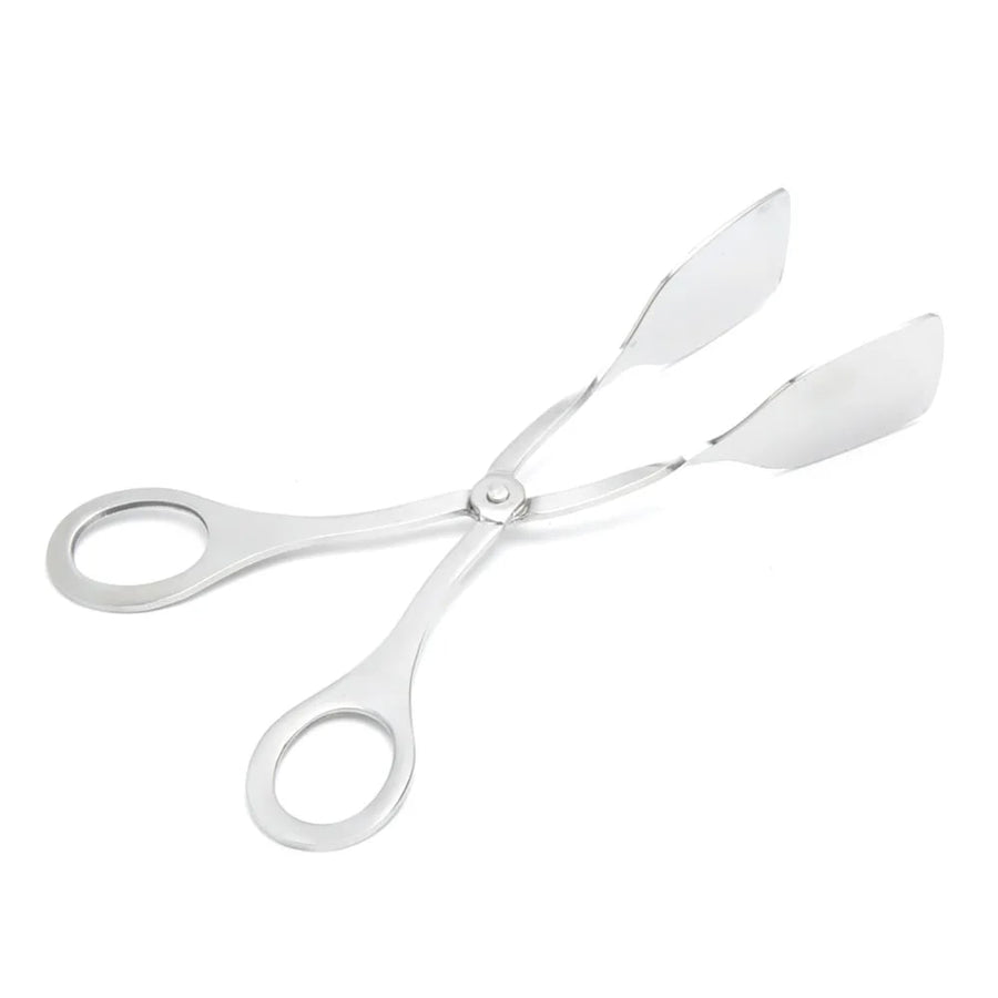 Metal Serving Tongs with Scissor Handles, 18.5cm BBQ Food Tongs