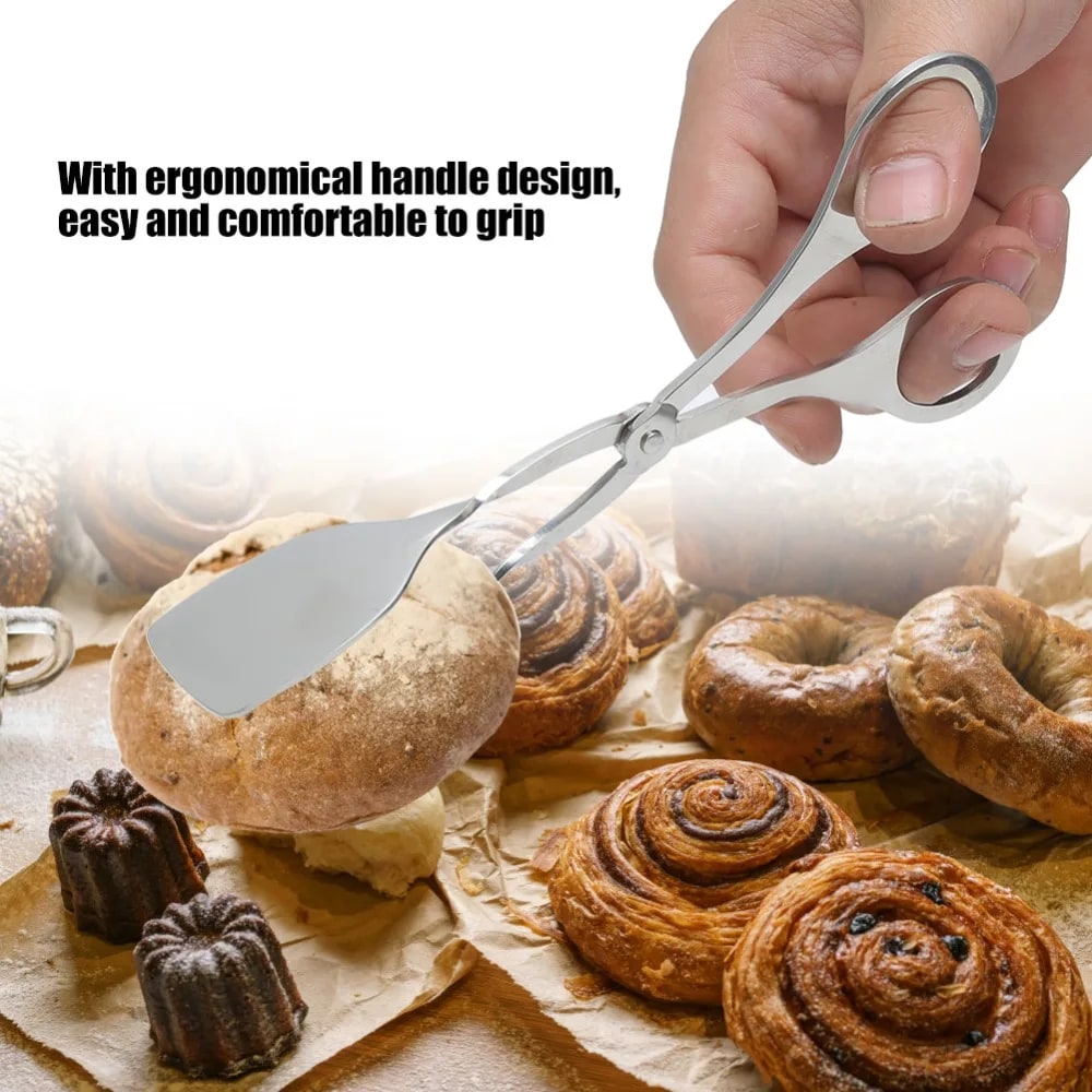 Metal Serving Tongs with Scissor Handles, 18.5cm BBQ Food Tongs