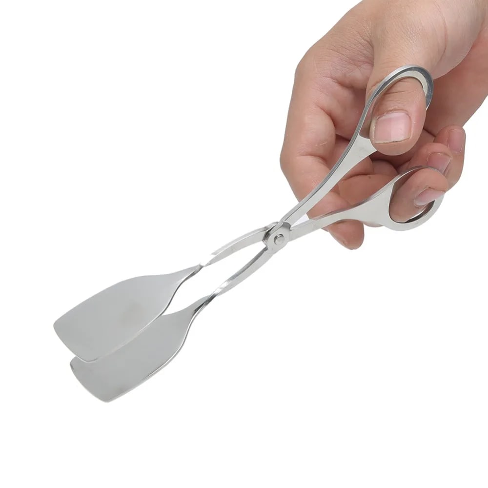 Metal Serving Tongs with Scissor Handles, 18.5cm BBQ Food Tongs