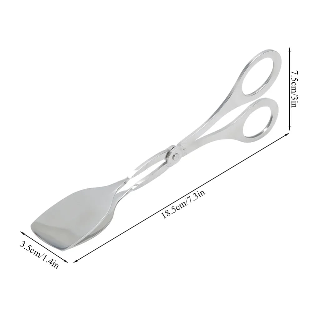 Metal Serving Tongs with Scissor Handles, 18.5cm BBQ Food Tongs