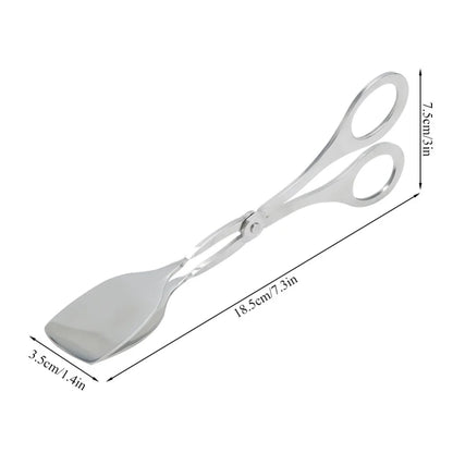 Metal Serving Tongs with Scissor Handles, 18.5cm BBQ Food Tongs