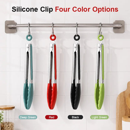 Stainless Steel Kitchen Tongs with Silicone Tips, 7, 9 or 12 Inch BBQ Tongs, 3-Piece Set