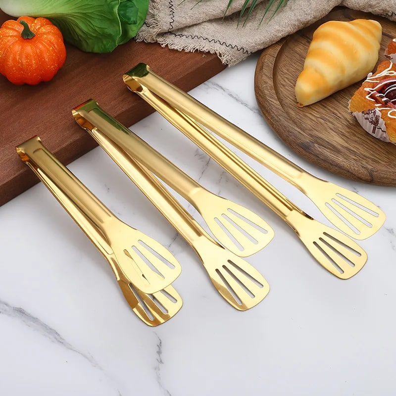 Stainless Steel BBQ Tongs with Slotted Heads, 9, 12 or 14 Inch