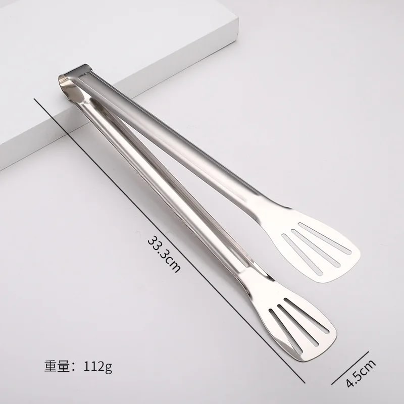 Stainless Steel BBQ Tongs with Slotted Heads, 9, 12 or 14 Inch