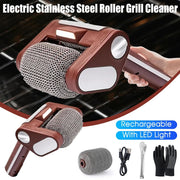 Rechargeable Bristle-Free Electric Grill Cleaner Brush with LED Light, 304 Stainless Steel Roller