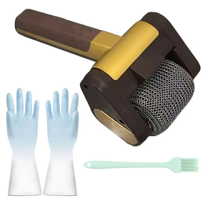 Rechargeable Bristle-Free Electric Grill Cleaner Brush with LED Light, 304 Stainless Steel Roller