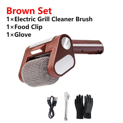 Rechargeable Bristle-Free Electric Grill Cleaner Brush with LED Light, 304 Stainless Steel Roller