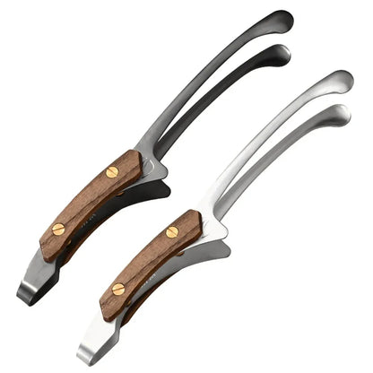 304 Stainless Steel BBQ Tongs with Wood Grip, 25.5cm, Black or Silver
