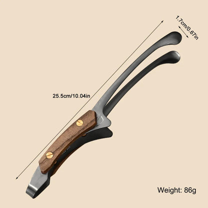 304 Stainless Steel BBQ Tongs with Wood Grip, 25.5cm, Black or Silver