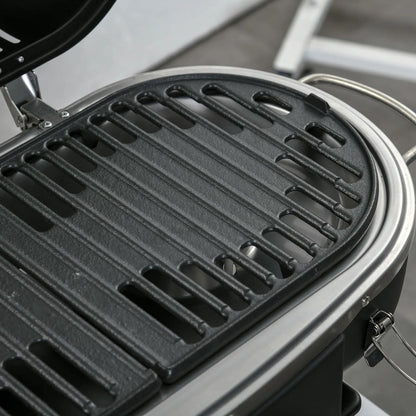 Outsunny Foldable 2-Burner Gas BBQ Grill, Propane/Butane, Black