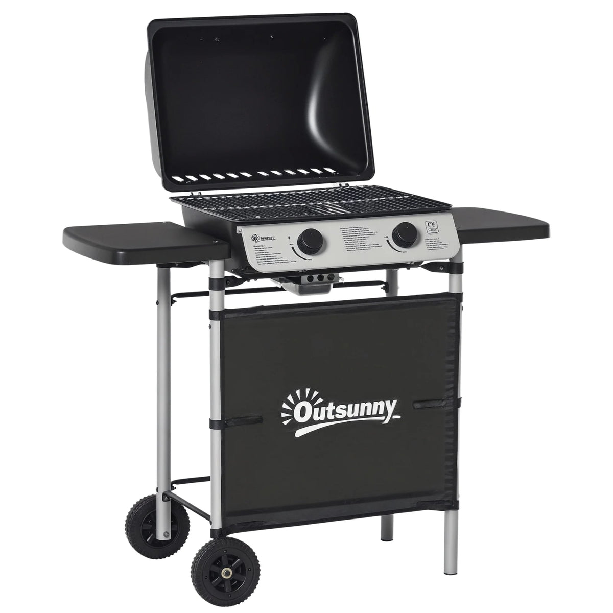 Outsunny 2-Burner LPG Gas BBQ Grill, 5.6kW, Black, Model 846-063