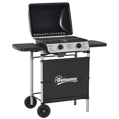 Outsunny 2-Burner LPG Gas BBQ Grill, 5.6kW, Black, Model 846-063