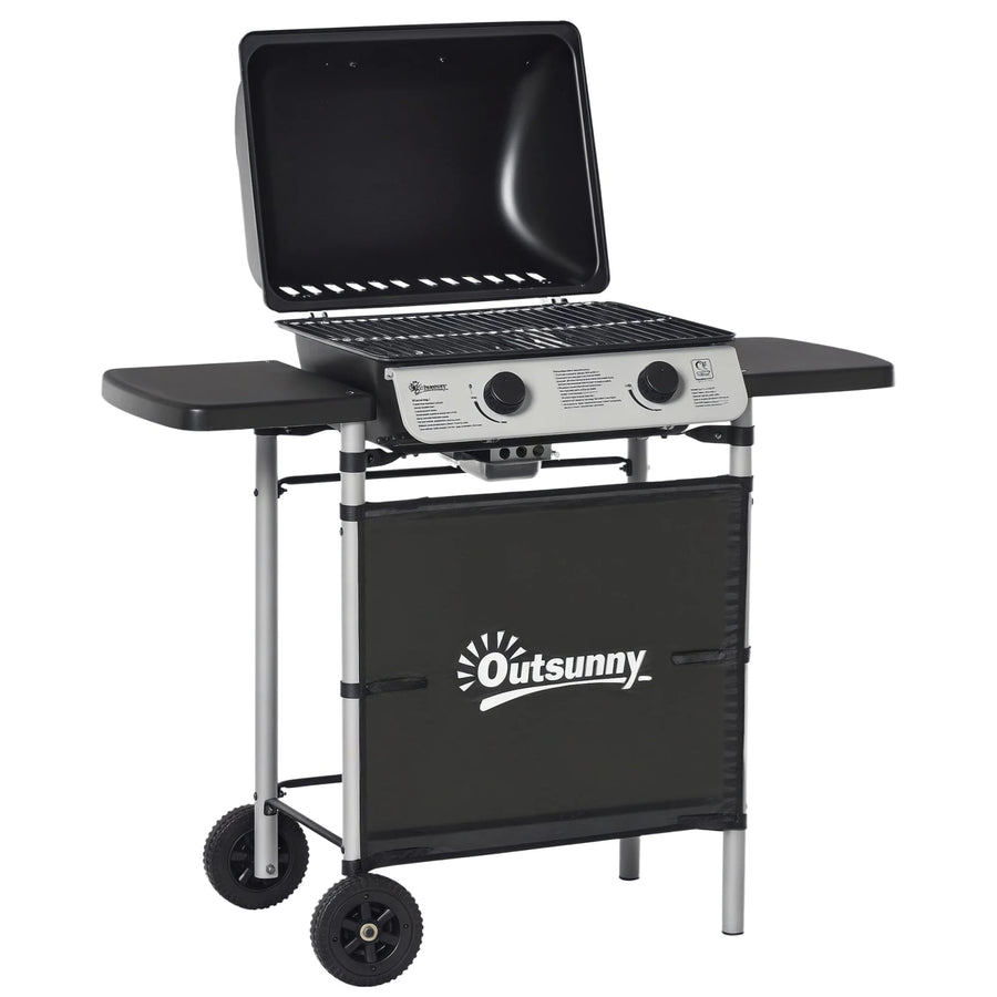 Outsunny 2-Burner LPG Gas BBQ Grill, 5.6kW, Black, Model 846-063